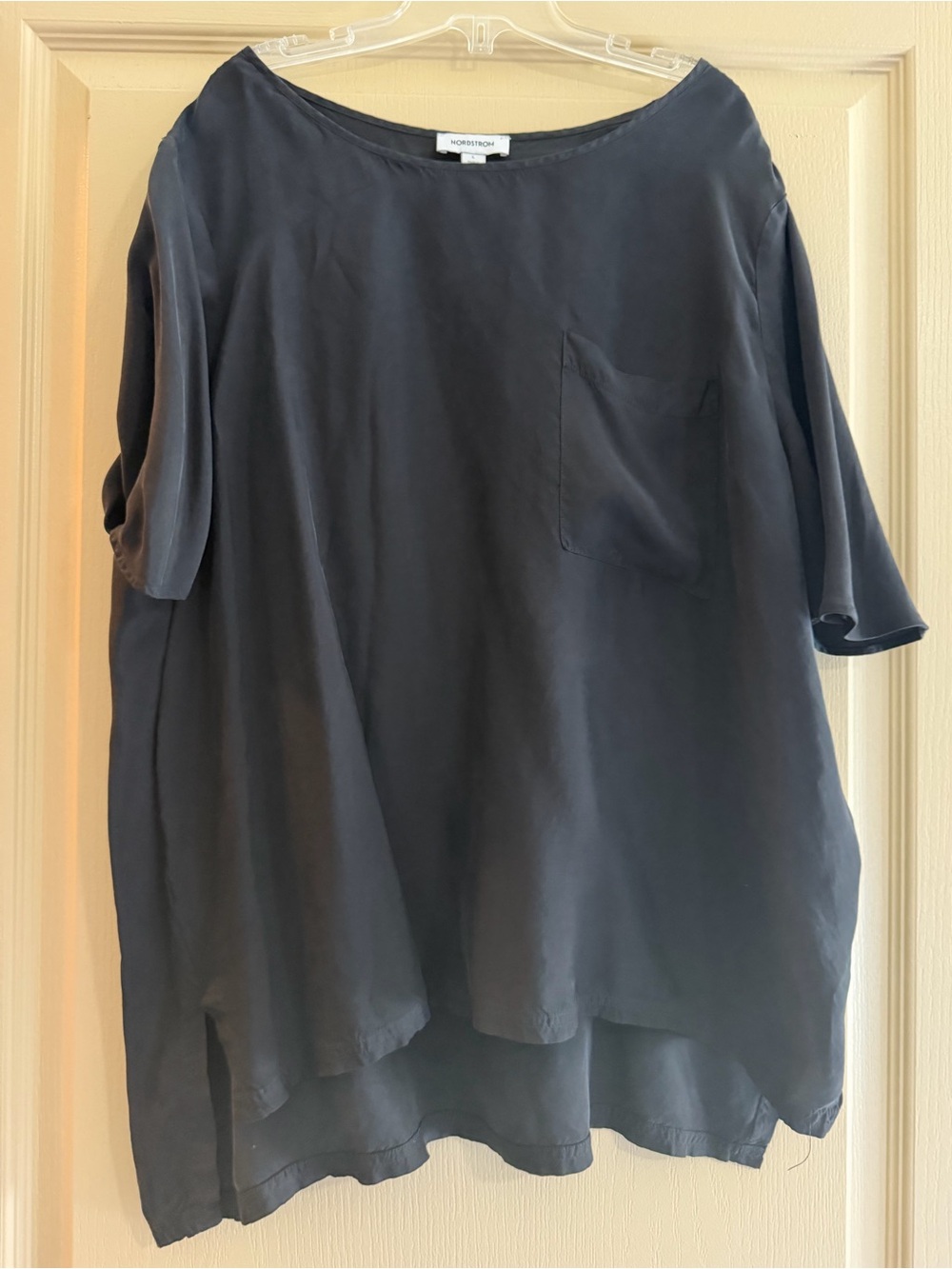 Nordstrom Dark Navy Relaxed Short-Sleeve Tunic with Chest Pocket